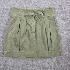 Nili Lotan Army Green Mini Military Pleasted Skirt Womens Size 4 Pockets Cotton